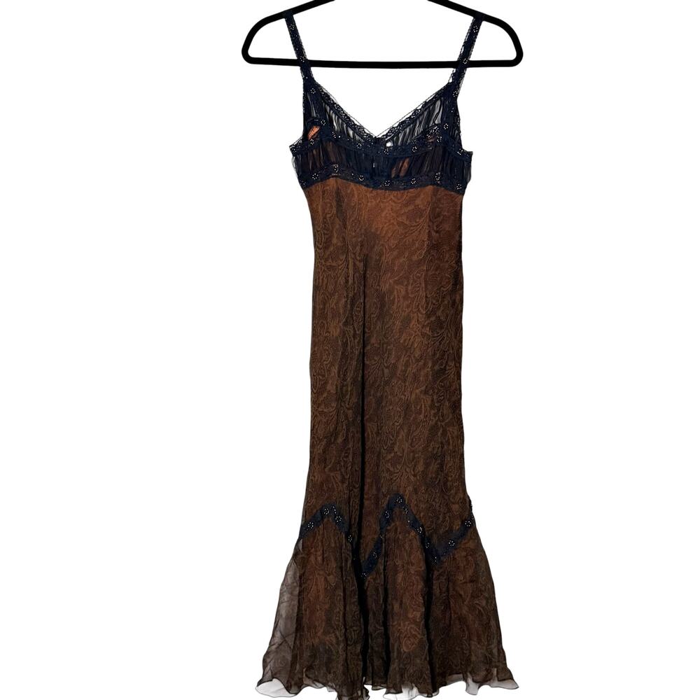 Vintage Brown Silk Lace Mermaid Maxi dress from Laundry by Shelli Sega - Picture 2 of 5